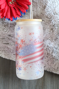 American Flag Sublimated Glass Can