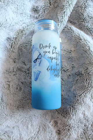 Drink Up Mother Water Tracker Glass Sublimation Water Bottle