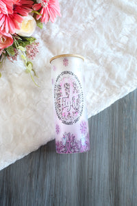 Breast Cancer Ribbon Sublimation Frosted Glass Tumbler