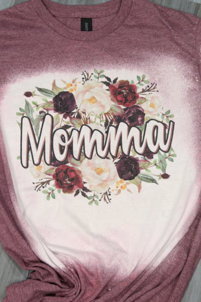 Mama Bleached Heather Maroon Shirt